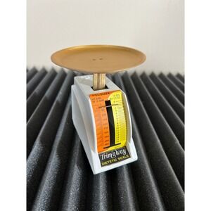 Vintage Pelouze TrimAway Dietetic Kitchen Food Scale Gray Gold Retro